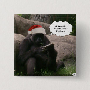 kerstgorilla-Button Vierkante Button 5,1 Cm