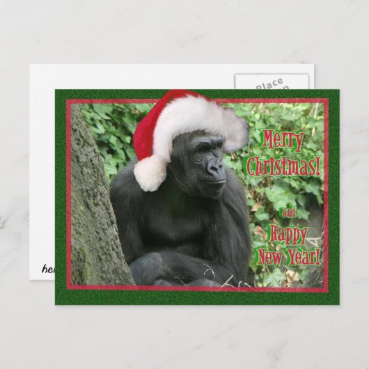 Kerstgorilla Feestdagenkaart (Voorkant / Achterkant)