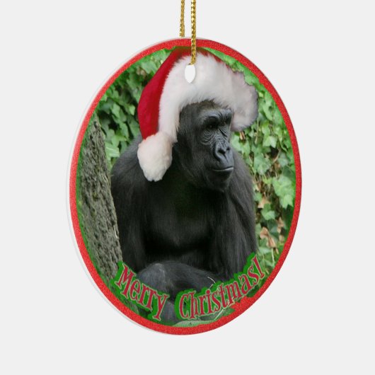 Kerstgorilla Keramisch Ornament (Rechts)