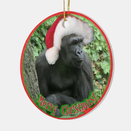 Kerstgorilla Keramisch Ornament (Links)