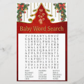 Kerstgoud Baby shower Word Search Game (Voorkant)