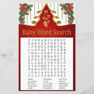 Kerstgoud Baby shower Word Search Game