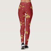 Kerstgoud belletjes op rode patroon leggings (Achterkant)