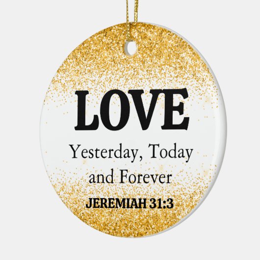 Kerstgoud - Bijbelsliefde Keramisch Ornament (Links)