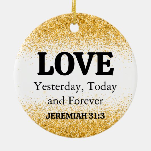 Kerstgoud - Bijbelsliefde Keramisch Ornament (Achterkant)