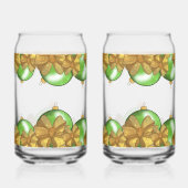 Kerstgoud Bogen & Groene Versiering | Festief Blikvorm Glas (Achterkant)