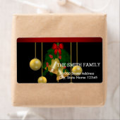 Kerstgoud Boom Decoratie met Zwarte Achtergrond Etiket (Insitu)