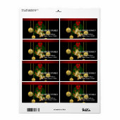 Kerstgoud Boom Decoratie met Zwarte Achtergrond Etiket (Full Sheet)