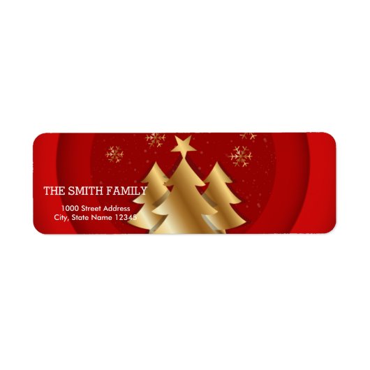 Kerstgoud Boom met Glitter Achtergrond Label (Voorkant)