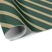 Kerstgoud donkergroene schuine strepen patroon cadeaupapier (Rol Hoek)