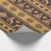 Kerstgoud en bruine bier en Trees Pattern Cadeaupapier (Hoek)