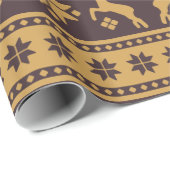 Kerstgoud en bruine bier en Trees Pattern Cadeaupapier (Rol Hoek)