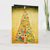 Kerstgoud en groene Gustav Klimt-Kaart Kaart (Achterkant)