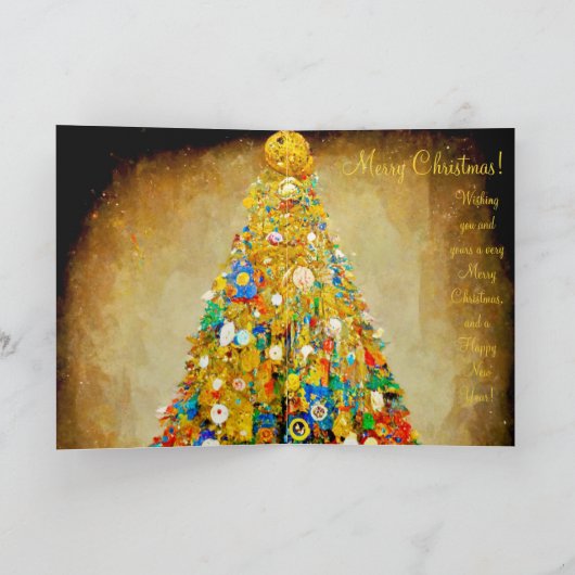 Kerstgoud en groene Gustav Klimt-Kaart Kaart (Binnen)