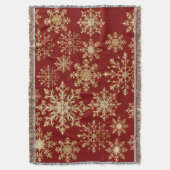Kerstgoud en rode sneeuwvlok deken (Voorkant Verticaal)
