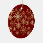 Kerstgoud en rode sneeuwvlok keramisch ornament (Rechts)