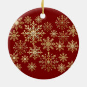 Kerstgoud en rode sneeuwvlok keramisch ornament (Achterkant)