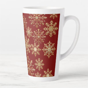 Kerstgoud en rode sneeuwvlok  latte mok