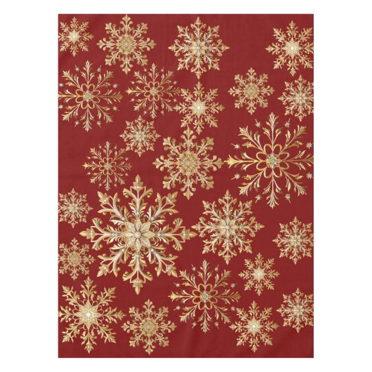 Kerstgoud en rode sneeuwvlok tafelkleed (Voorkant)