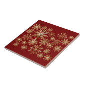 Kerstgoud en rode sneeuwvlok tegeltje (Zijkant)