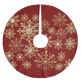 Kerstgoud en rode sneeuwvlokken inpakpapier kerstboom rok