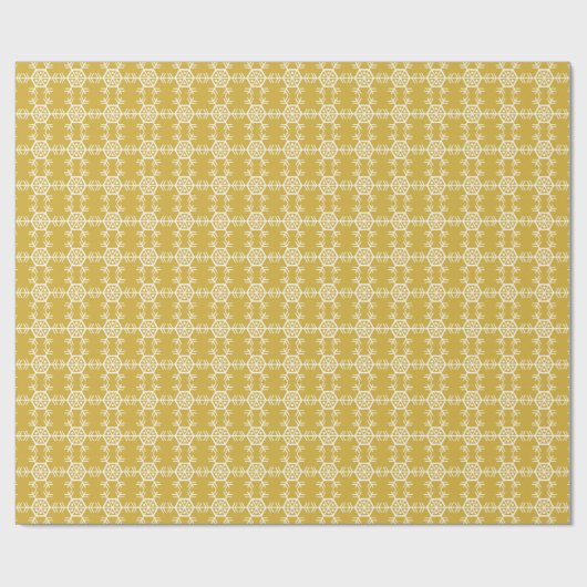 Kerstgoud en witte sneeuwvlokken cadeaupapier (Vlak)