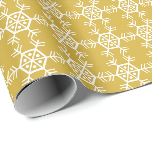 Kerstgoud en witte sneeuwvlokken cadeaupapier (Rol Hoek)