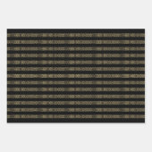 Kerstgoud en zwart antiek looppatroon inpakpapier vel (Voorkant 2)