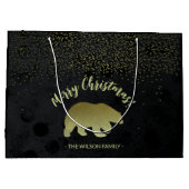 Kerstgoud en zwarte nachtelijke hemel en gouden Be Groot Cadeauzakje (Achterkant)