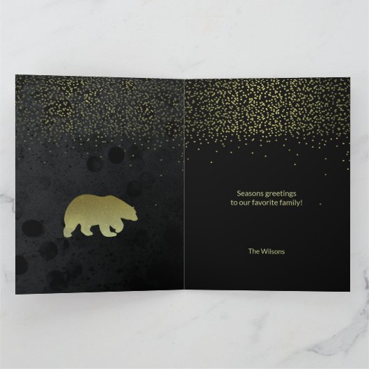 Kerstgoud en zwarte nachtelijke hemel en gouden Be Kaart (Binnen)