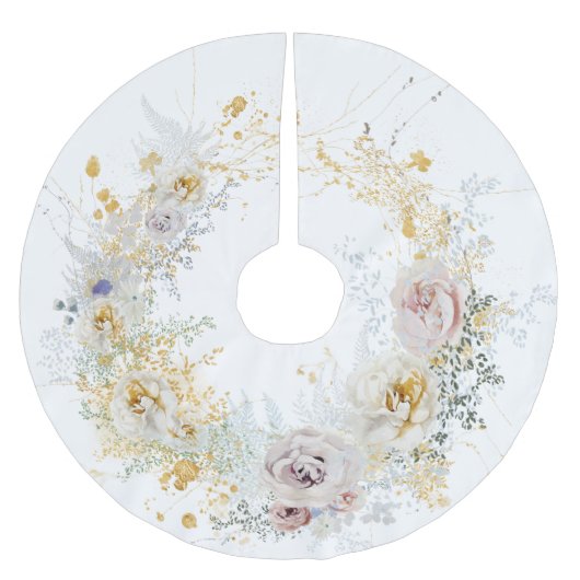 Kerstgoud Floral Wreath Kerstboom Rok (Voorkant)