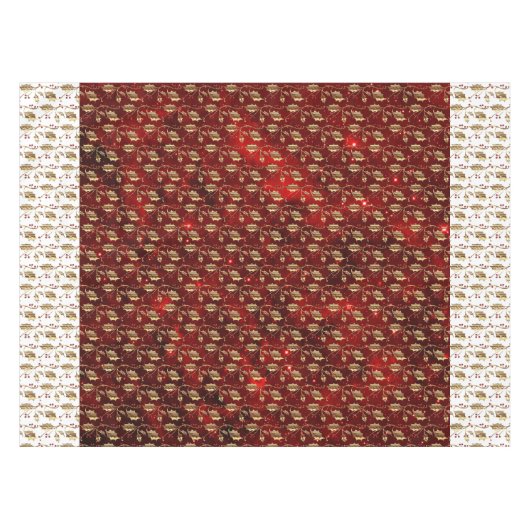 Kerstgoud Holly op feestrood Tafelkleed (Voorkant (Horizontaal))