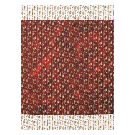 Kerstgoud Holly op feestrood Tafelkleed (Voorkant)