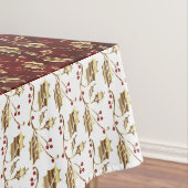Kerstgoud Holly op feestrood Tafelkleed (Voorbeeld)