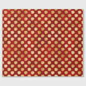 Kerstgoud in Poinsettias op rood Cadeaupapier (Vlak)