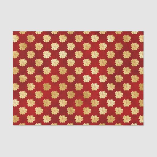 Kerstgoud in Poinsettias op rood Tissuepapier (Voorkant)