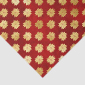 Kerstgoud in Poinsettias op rood Tissuepapier (Detail)
