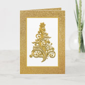 Kerstgoud met glitter / binnenste groet feestdagen kaart (Voorkant)