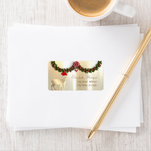 Kerstgoud met kerstcadeautje etiket (Insitu)