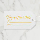 Kerstgoud naar blanco script elegant cadeaulabels (Voorkant (horizontaal))