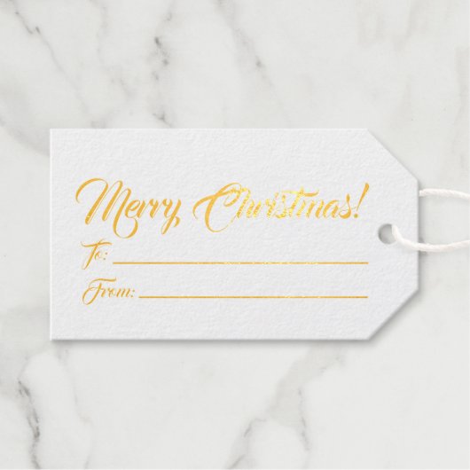 Kerstgoud naar blanco script elegant cadeaulabels (Voorkant (horizontaal))
