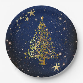 Kerstgoud op blauw Bord papier