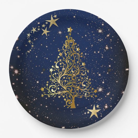 Kerstgoud op blauw Bord papier (Voorkant)