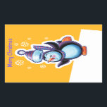 Kerstgoud rechthoekige sticker Penguin skater.<br><div class="desc">Kerstgoud rechthoekige sticker Penguin skater en andere Snowfolk. Winter Wonderland sneeuwpoppen. Lieflijke winterse personages met schaatspinguïns, sleeën sneeuwmeisjes, skiën sneeuwpoppen en schaatsen sneeuwpoppen : ) Bekijk ook de bijpassende Lovable winterse sneeuwpoppen en sneeuwmeisje personages spelen hun instrumenten in een kerstband. Een mooie geïllustreerde originele decoratie om je cadeaus op te...</div>