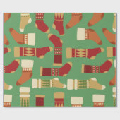 Kerstgoud, rode, groene Sokken Cadeaupapier (Vlak)
