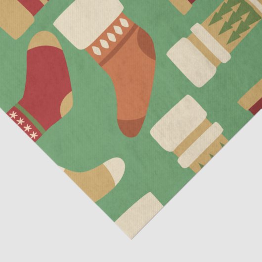 Kerstgoud, rode, groene Sokken Tissuepapier (Detail)