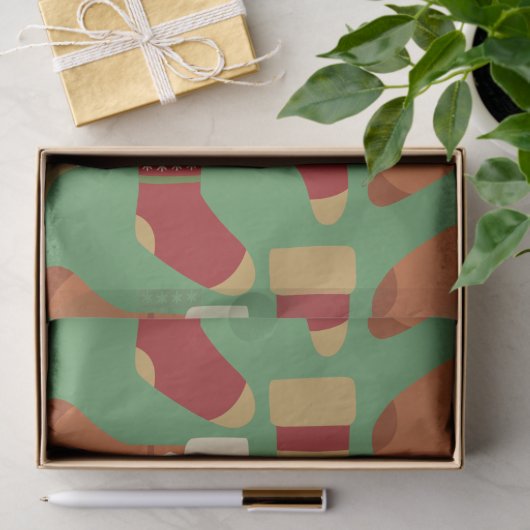 Kerstgoud, rode, groene Sokken Tissuepapier (Geschenk)