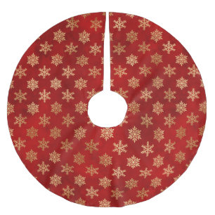 Kerstgoud rode snowschilfers, elegant kerstboom rok