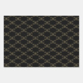 Kerstgoud rood donkergroen zwart zwenkpatroon inpakpapier vel (Voorkant 3)