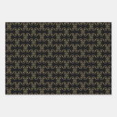 Kerstgoud rood zwart wit wit patroon inpakpapier vel (Voorkant 3)